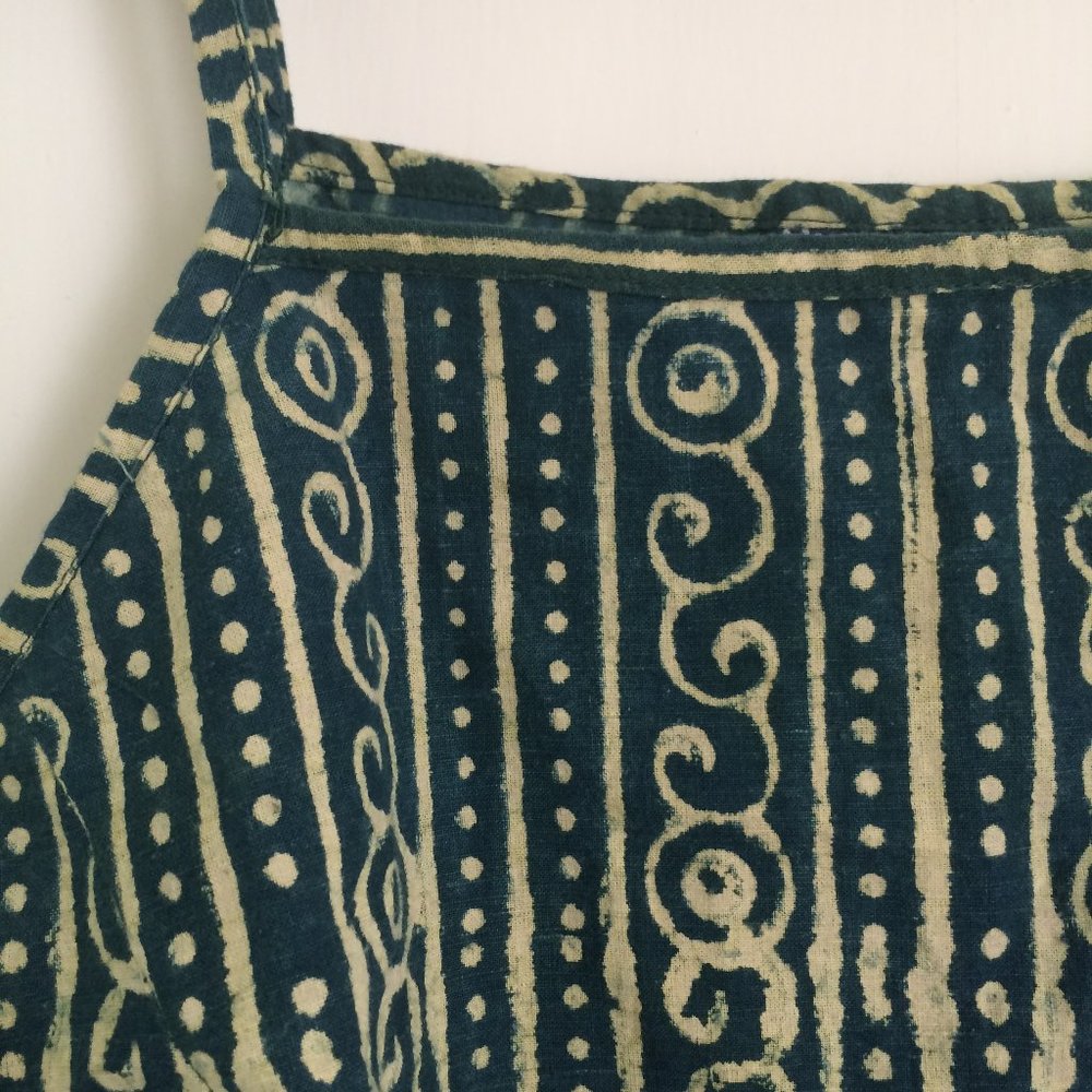 Boxy Fit Cropped Batik Tank Top Green/Yellow Sz M - Picture 6 of 10